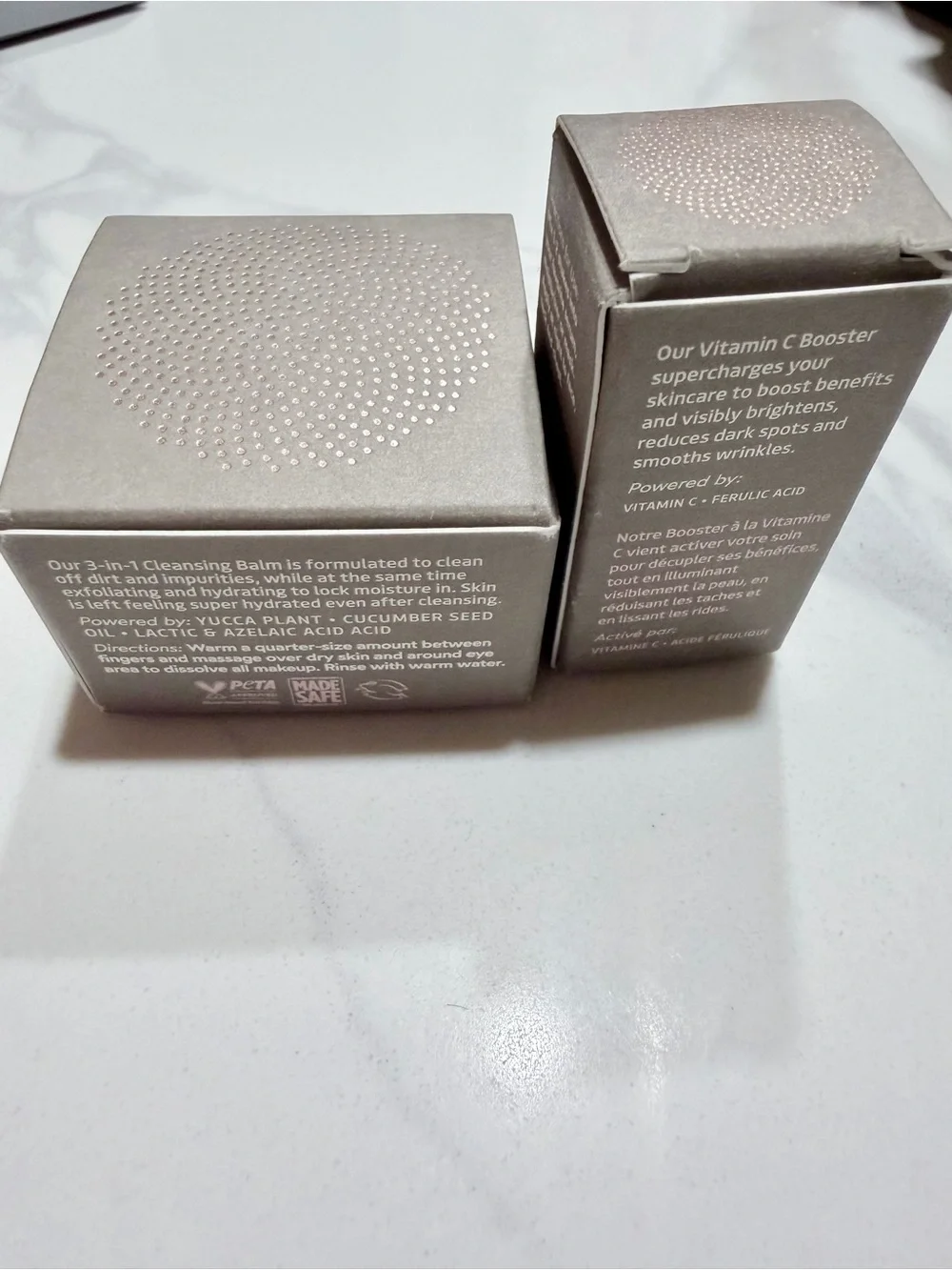 True botanicals Ginger turmeric cleansing balm and vitamin c booster samples